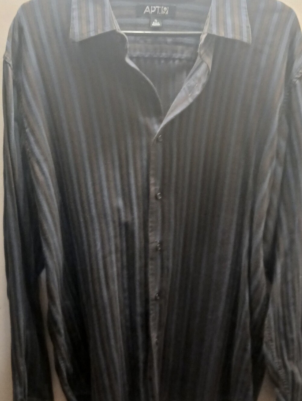 Apt. 9 Black and Gray Vertical Stripe Dress Shirt